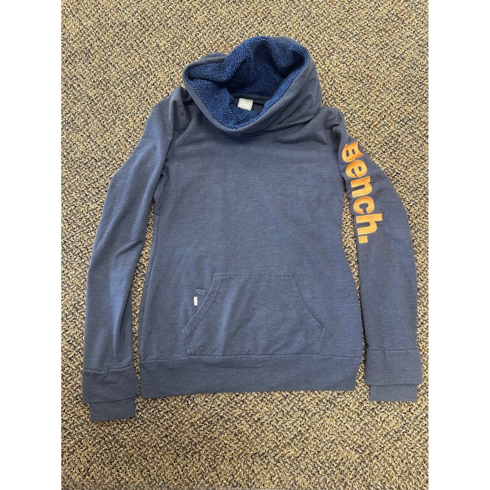 Bench Multipurpose City Clothing Cowl Neck Hoodie Blue Orange Logo Medium